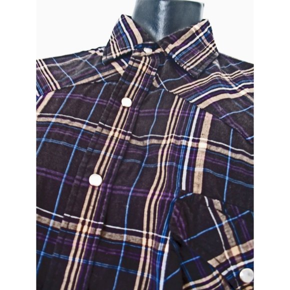 Canyon Guide  Men Western Shirt Athletic Fit L/S  Sz LT Black/Tan/Blue plaid. - Picture 3 of 6